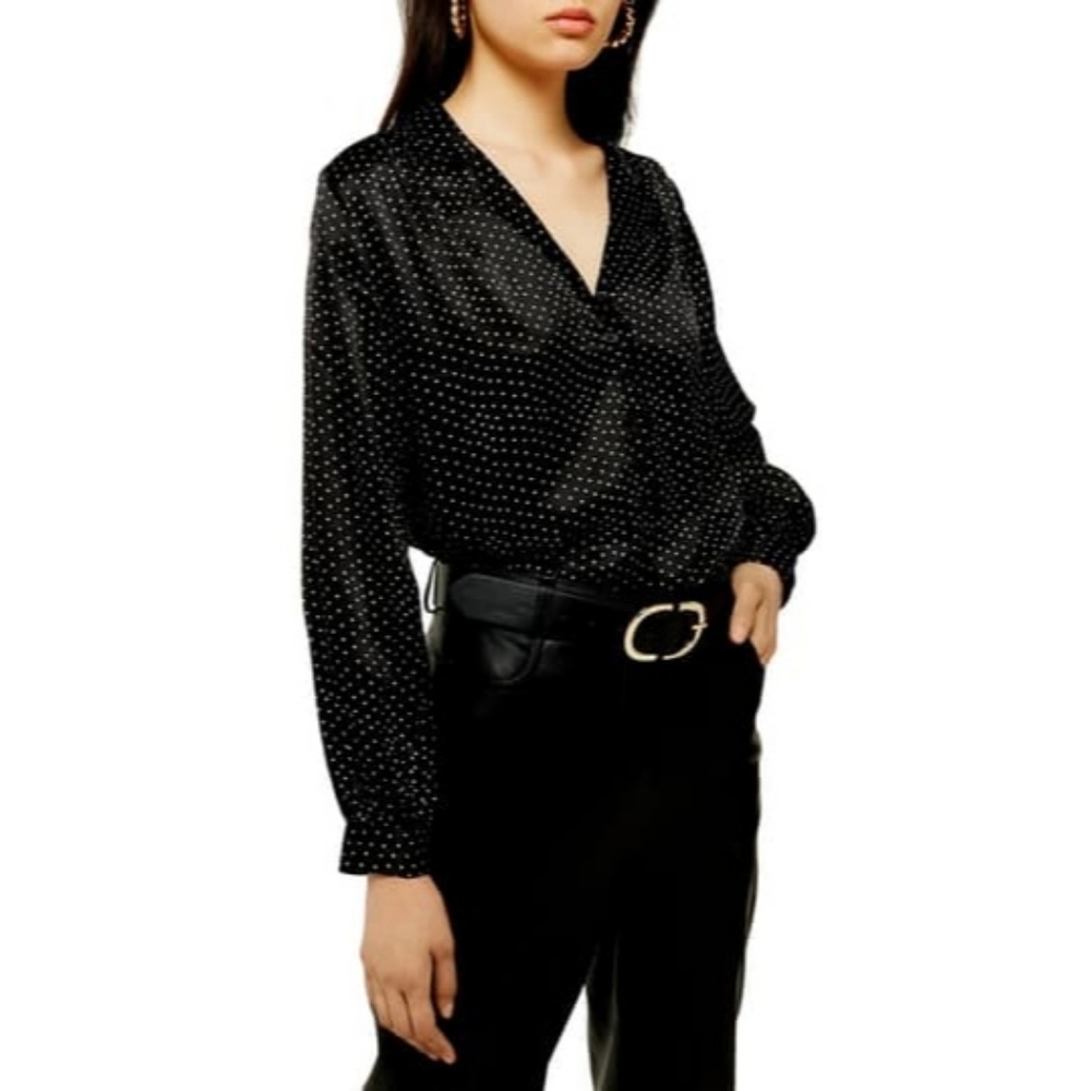 Topshop Scalloped Dot Satin Top 12